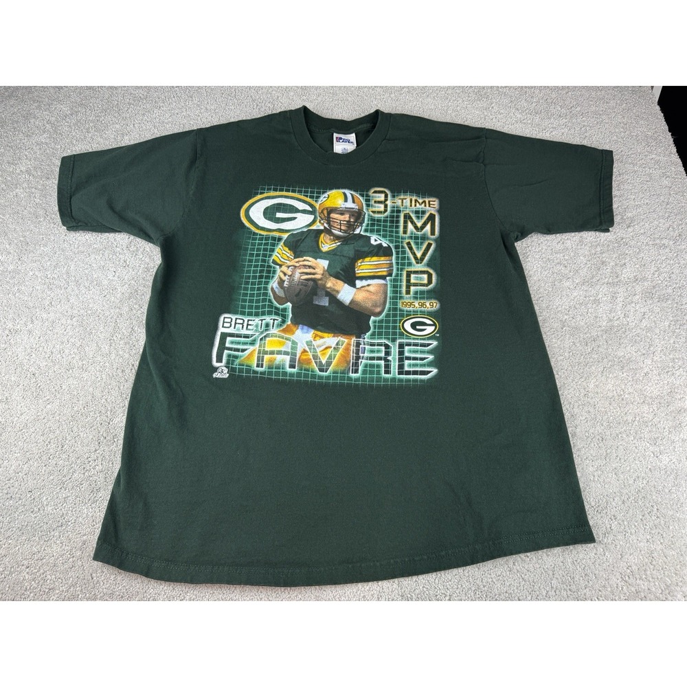 Brett Favre QB Club Football T Shirt NFL Adult XL ~ IRREGULAR Green Bay Packers
